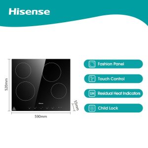 Hisense, Built-in Electric Ceramic Glass Hob, 4 Burners, 60cm, Black, HHU60CEEC - Image 3