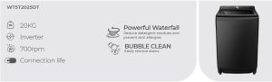 Hisense, Top Load Washing Machine, 20kg, Gray, WT3T2023UB - Image 3