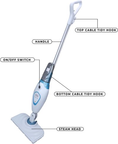 Black & Decker 1300W Electric Steam Mop, 350ml, White - FSM1605-B5 - Image 3