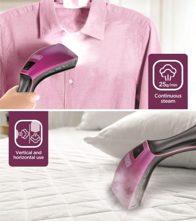 Black & Decker Handheld Steam Iron, 1600W, 240ml, Black - HSTD1600-B5 - Image 6