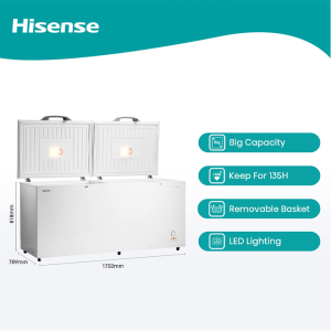 Hisense Defrost Chest Freezer, Double Door, 660 Liters, White - FC66DT4SA - Image 3