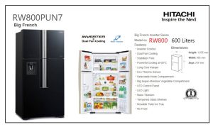 Hitachi No Frost Refrigerator, 4 Doors, 600 Liters, Beige - RW800PUN7 GBE - Image 3