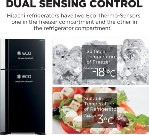 ⁦Hitachi No Frost Refrigerator, Glass Door, 750 Liters, Silver - 7489DF-BSLET⁩ - الصورة ⁦3⁩