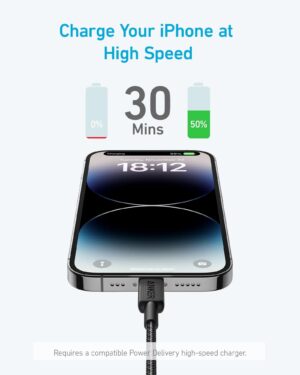كابل USB-C إلى لايتنينج 3 قدم، من أنكر، أبيض A81B5H21 - Image 6