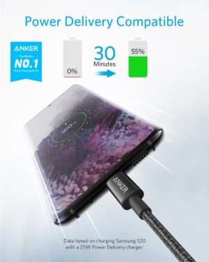 كابل USB-C إلى لايتنينج 3 قدم، من أنكر، أسود A80B1H11 - Image 10