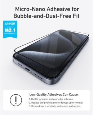 شاشة حماية 2 قطعة لأيفون 16 برو ماكس، من أنكر، شفاف A720AH0C - Image 3