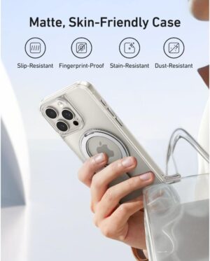جراب مغناطيسي مع حامل دائري 360 لأيفون 16 برو ماكس، من أنكر، شفاف A90H1H0C - Image 3