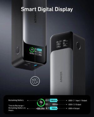 باور بانك 737 24000 مللي أمبير 3 منافذ 140 وات، من أنكر، أسود A1289011 - Image 3