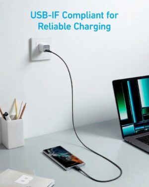 كابل USB-C إلى USB-C 3 قدم، من أنكر، أسود A81F5H11 - Image 3