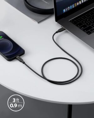 كابل USB-C إلى لايتنينج 6 قدم، من أنكر، أسود A8663H11 - Image 4