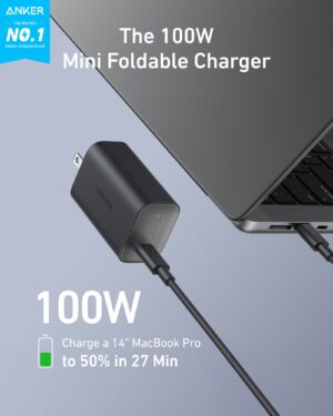 شاحن حائط بمخرج تايب سي 100 وات، من انكر، اسود - B2679K11 - Image 4