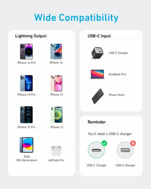 كابل USB-C إلى لايتنينج 3 قدم، من أنكر، أبيض A81B5H21 - Image 5