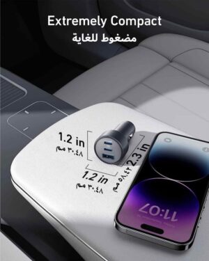 شاحن سيارة 3 مخارج تايب سي ويو اس بي 67 وات، من انكر، اسود - A2736H11 - Image 5